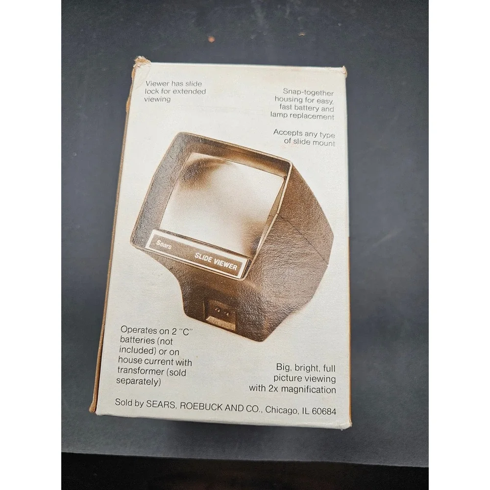 Vintage Sears Illuminated Slide Viewer 39962 for 2x2 Slides 2x Magnification WW